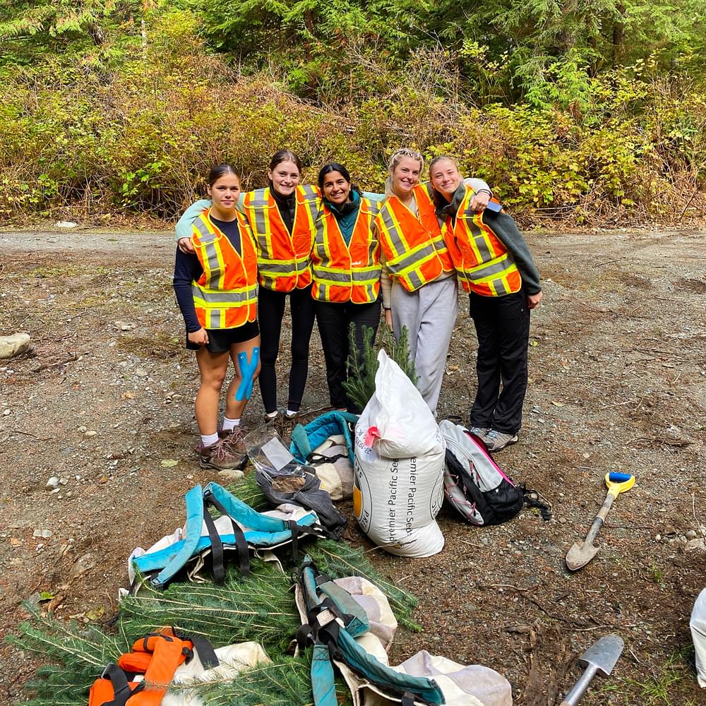 ESS students at tree planting site