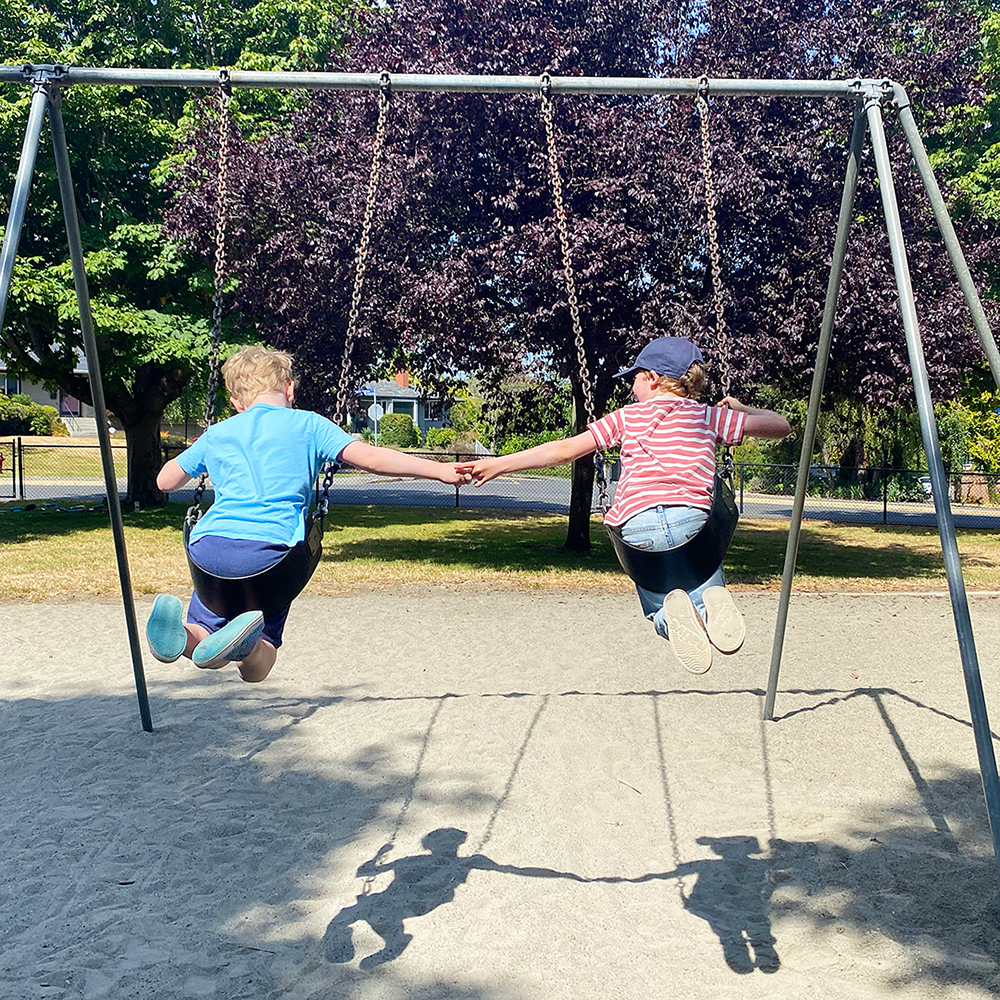 Children on a swing