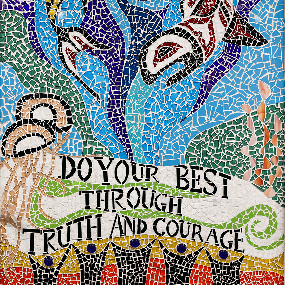 Mural of school motto Do your best through truth and courage