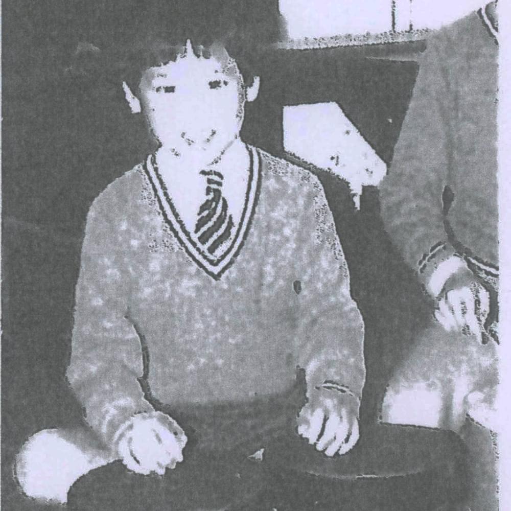 Black and white photo of child