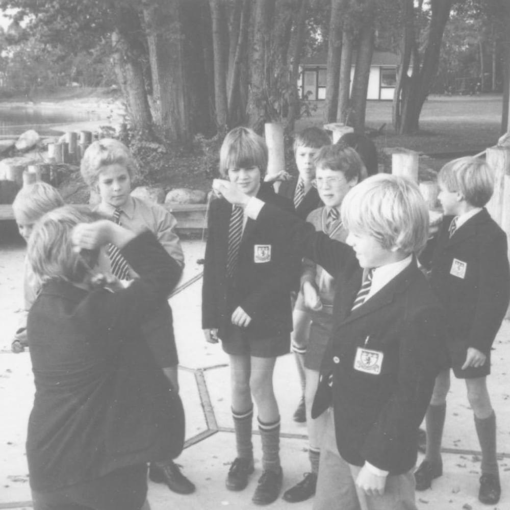 young children playing conkers