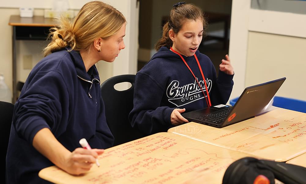 Middle and Senior School students working together