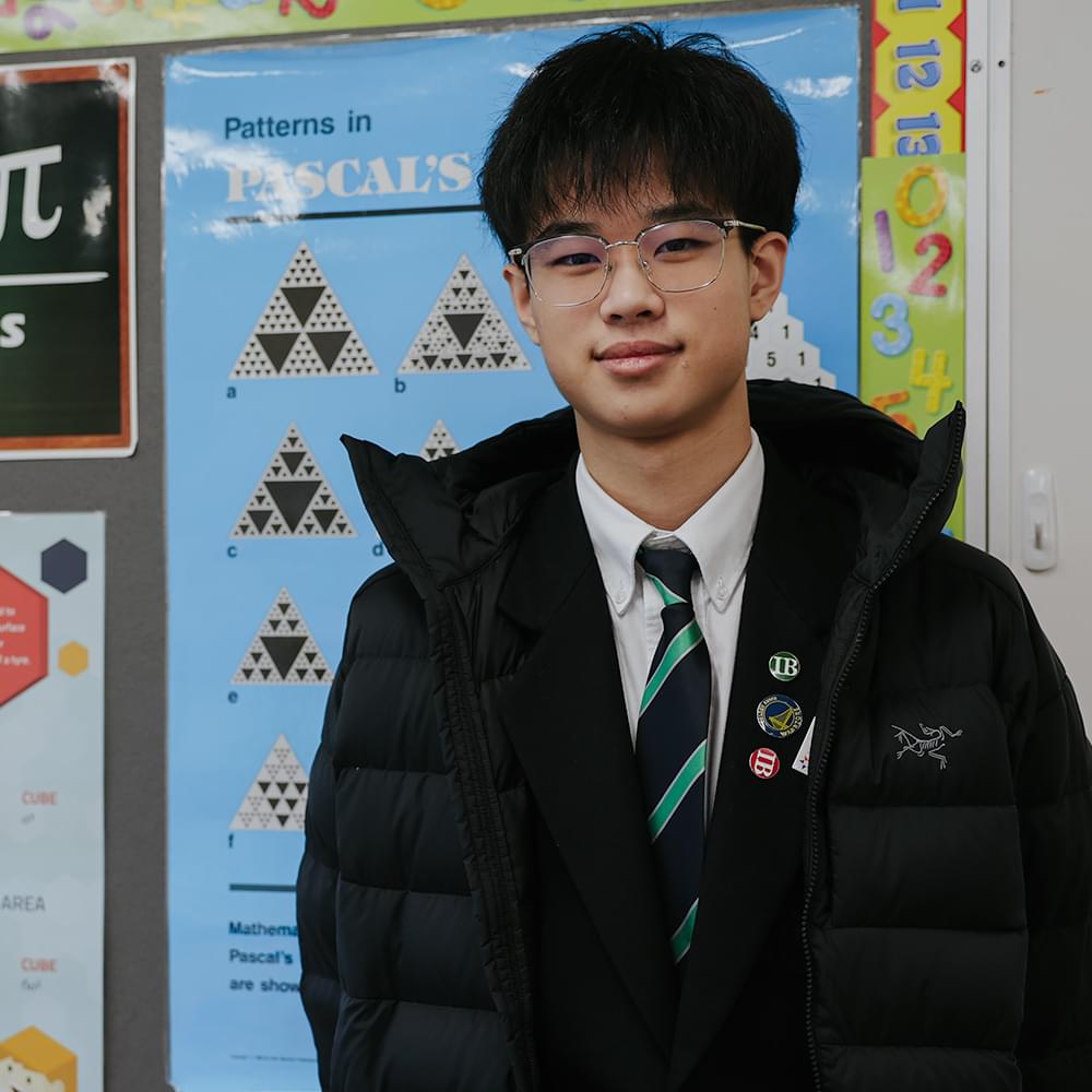 GNS Grade 12 Student Joseph He is pictured here