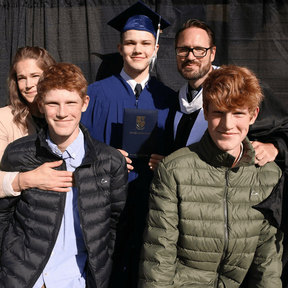 Family photo of Mr. Cole Carlson, his wife and children