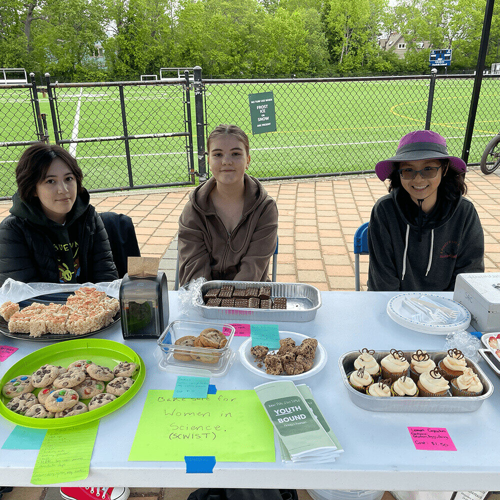 students at a bake sale
