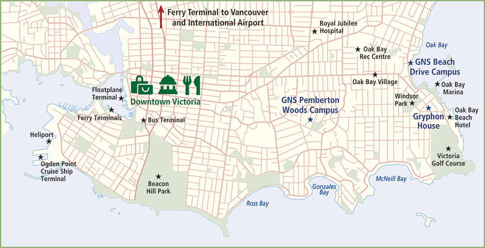 map showing locations of GNS campuses