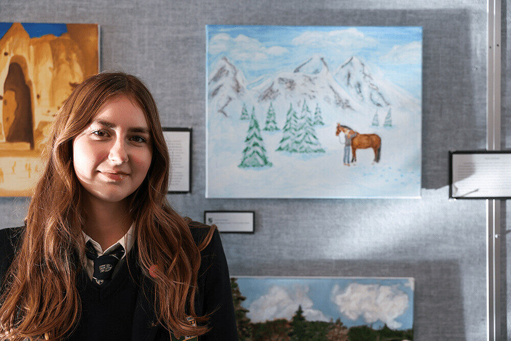 GNS student pictured with her artwork