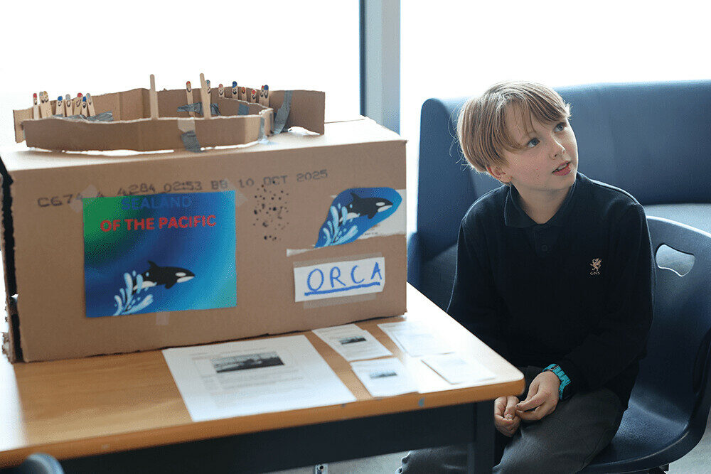 Student presenting project