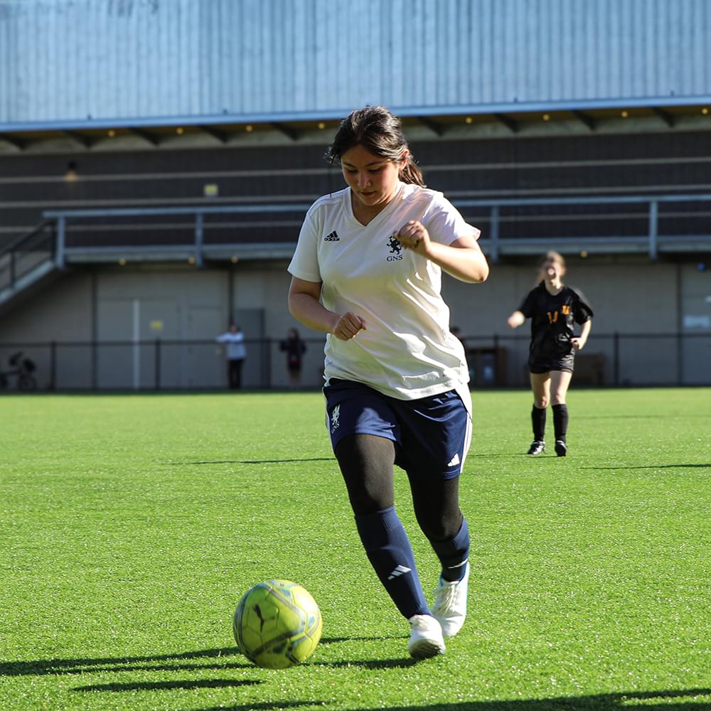 Sahar playing soccer
