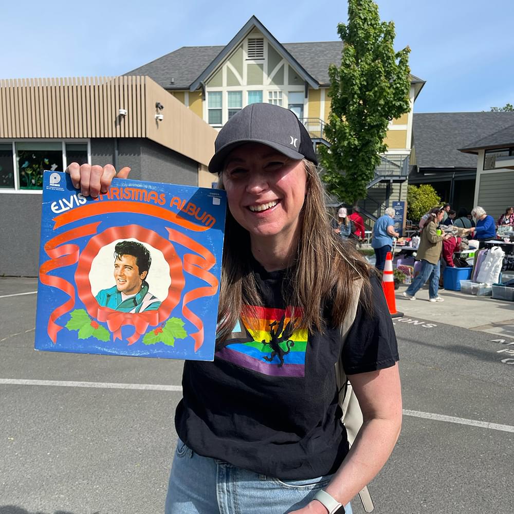 Ms. Smook with her vinyl album find!