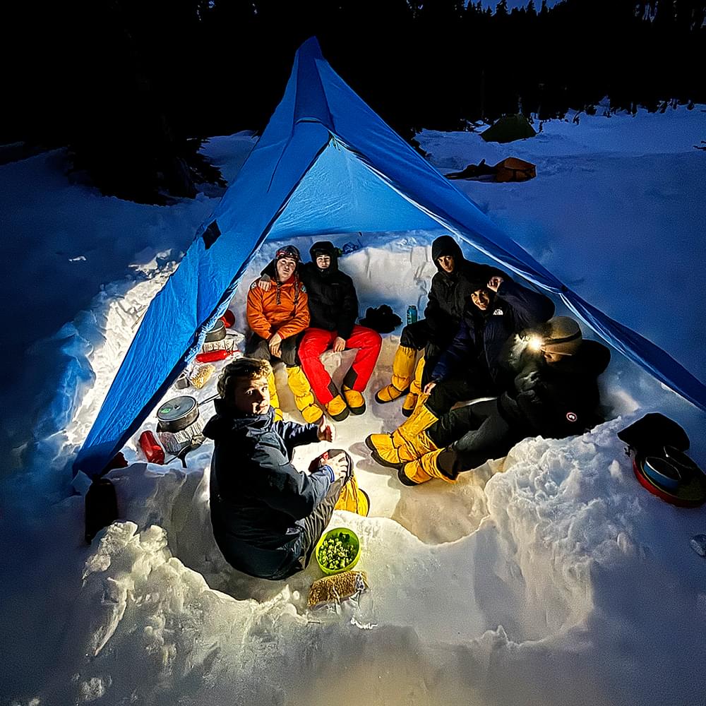 Students winter camping
