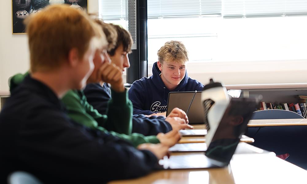 Students working in a classroom
